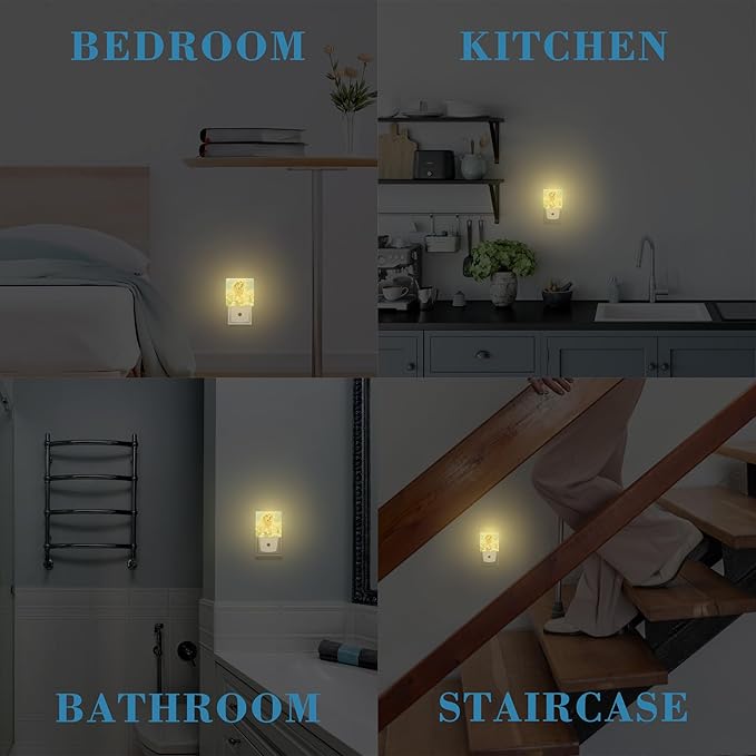 Plug in Night Lights Golden Retriever with Daisy Wreath Night Light with Dusk to Dawn Sensor Night Light for Kid Girls Boys Women Men Room Decor, Hallway, Kitchen, Bathroom, Nursery, Stairs