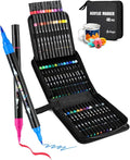 48 Colors Acrylic Paint Markers, Dual Tip Acrylic Paint Pens with Brush Tip and Fine Tip for for Adults, Kids, Eggs, Wood, Rock, Canvas, Plastic, Stone, Glass, Ceramic