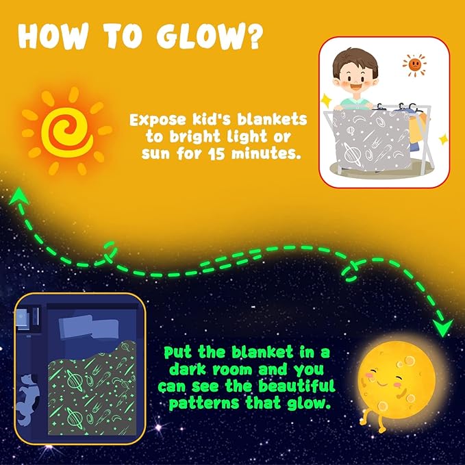 inhand Glow in The Dark Stars Blanket for Girls Boys Cute Kids Throw Blanket Funny Space Moon Galaxy Blanket Gaming Room Decor Toys Birthday Gifts Ideas Stuff for 1-10 Years Old (30''x40'' Grey)