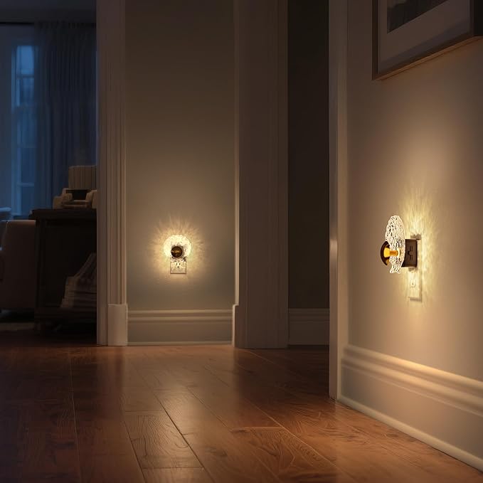 DORESshop LED Night Light Plug in, [2 Pack] Night Lights Plug into Wall, Dusk-to-Dawn Sensor, 3000K Soft White, 0-100LM Adjustable Brightness, Dimmable Nightlights for Adults, Bathroom, Hallway