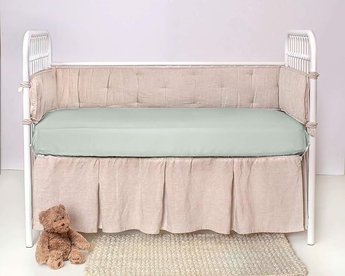 Crib Fitted Sheet by Pure Bamboo, Genuine 100% Organic Viscose Derived from Bamboo, Luxuriously Soft, Ultimate Cooling, Fits Standard Size Crib Mattress (Sea Glass)