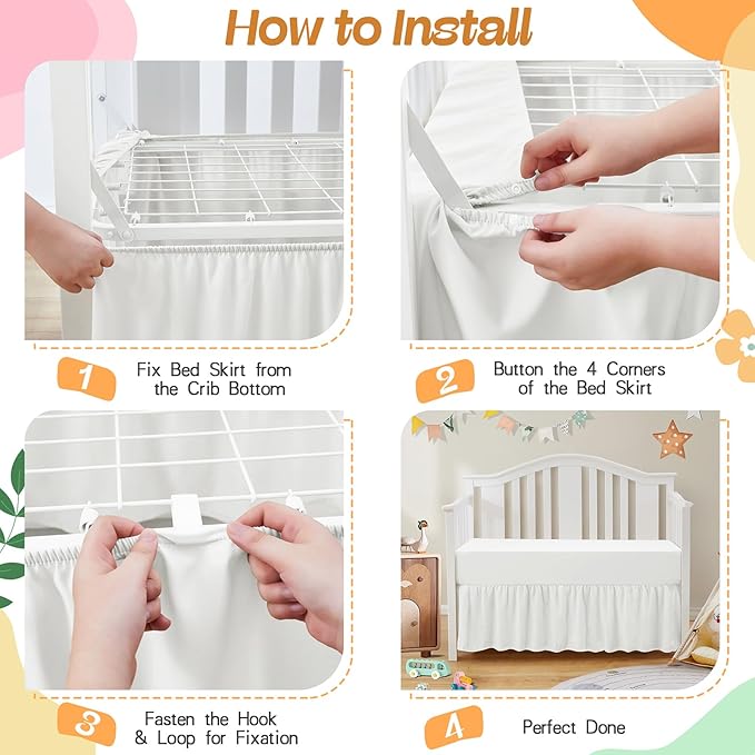 SiinvdaBZX 2-Piece Set Ruffled Crib Skirt & Soft Microfiber Fitted Crib Sheet, 52"x28" + Adjustable Elastic 14" Drop, Fit for Baby Standard Crib & Nursery Toddler Bedding (Sage Green)