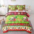 Feelyou Christmas Santa Claus Deer Bedding Set Cartoon Stockings Bedding Set for Kids Boys Girls Teens Decor Christmas Snowflake Bed in a Bag Kawaii Bed Set 7Pcs King Size