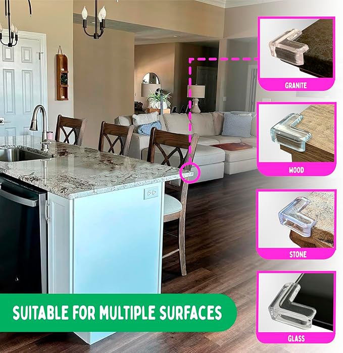 Transparent Corner Protector for Baby Safety - 12-Pack Edge Protectors, Furniture Corner Guards & Table Edge Covers - BPA-Free, Soft L-Shape Design for Baby Proofing Corners