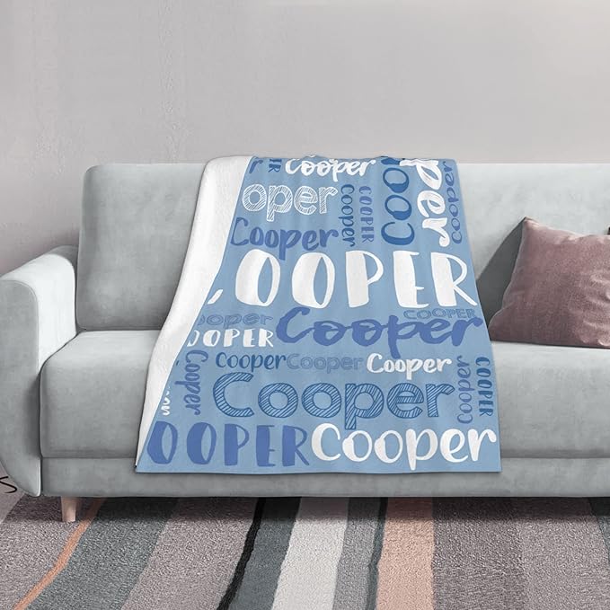 Dr.TOUGH Personalized Blankets with Name Customized Baby Blankets for Girls Boys Adults Monogrammed Blankets and Throws Christmas Birthday Mothers Fathers Valentines Day Gift (Sky Blue,50''×60'')