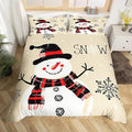 Manfei Kids Snowman Duvet Cover Set Twin Size, Black Snowflake Xmas Comforter Cover with 1 Pillowcase, Christmas Theme Bedding Set 2pcs for Boys Girls Adults New Year Bedspread Cover,No Comforter