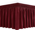 Biscaynebay Wrap Around Bed Skirts for Twin & Twin XL Beds Short Drop of 12", Burgundy Adjustable Elastic Dust Ruffles Easy Fit Wrinkle Resistant Silky Luxurious Fabric Machine Washable