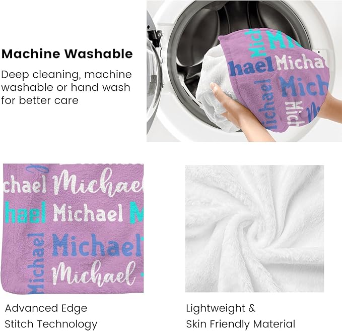 Dr.TOUGH Name Blanket Personalized Blanket for Adult Kids Flannel Customized Personalized Blankets and Throws
