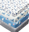 4 Pack Soft Baby Boy Crib Sheets for Standard Crib Mattress Dinosaur Star Cloud Soft Neutral Unisex Fitted Crib Sheets Set for Baby Boys