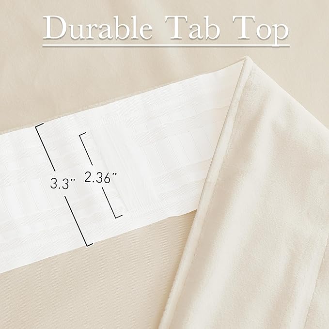 StangH Light Dimming Ivory White Curtains Super Soft Velvet Back Tab Thermal Insulated Privacy Drapes for Bedroom/Kids Room Heavy Doorway Room Dividers, W42 x L96, 2 Panels