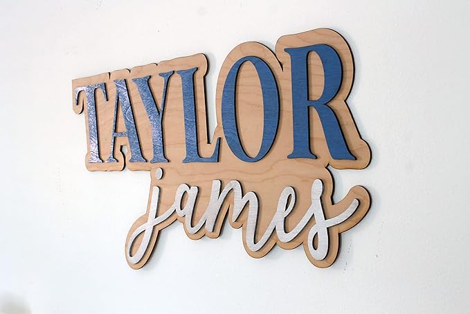 Large Wood Nursery Sign | Nursery name sign for Kids | Custom Wood Name Sign | 3D Wood Baby Name Sign (Black)