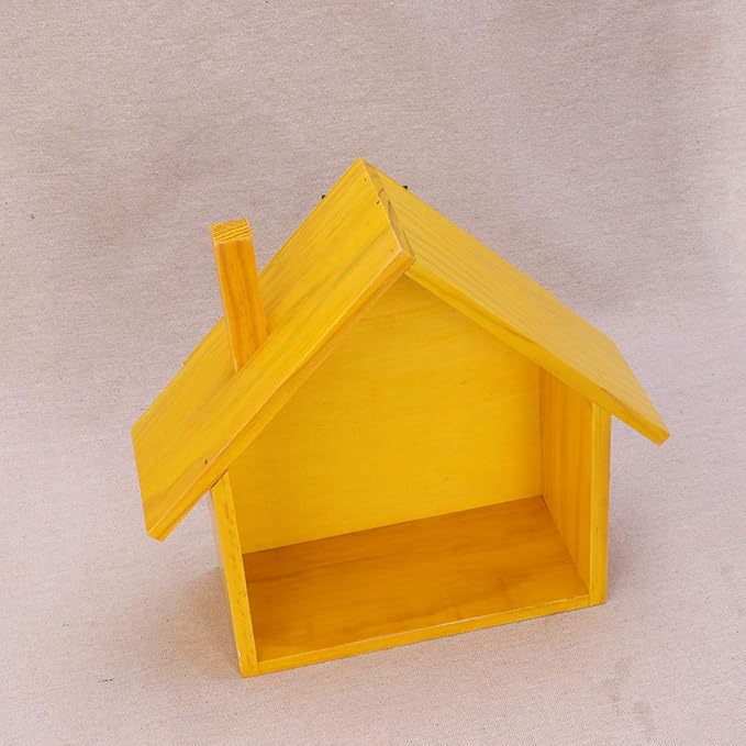 Cabilock Small House Shaped Wooden Wall Shelf 9.64X9.05X3.34 Inch Floating Storage Rack for Bedroom Kids Room Bathroom Home Decor Display Organizer