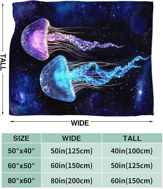Tijuboni Jellyfish Throw Blanket Jellyfish Gifts for Girls Boys Women Men Kids Adults Soft Flannel Fleece Blanket for Couch Sofa Bed Home Decor 50"x60"