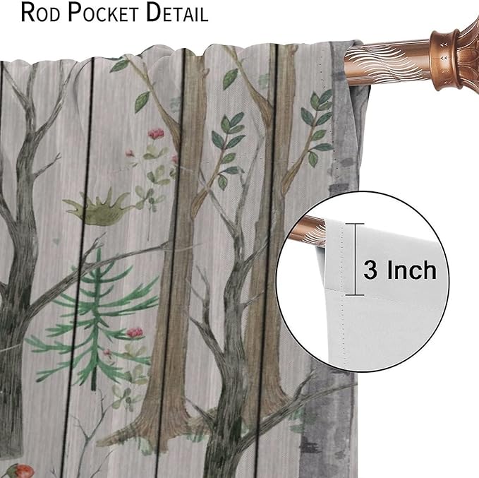 Forest Animal Curtains,Winter Dry Branches Pine Tree Moose Bear Animal Print Curtains for Children Boys and Girls Bedroom Living Room 63x63in
