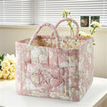 Boho Fabric Storage Basket, Collapsible Floral Laundry Nursery Hamper, Portable Folding Organizer Bin for Home Office Picnic Clothes Toys Books Sundries Storage (Floral 1)