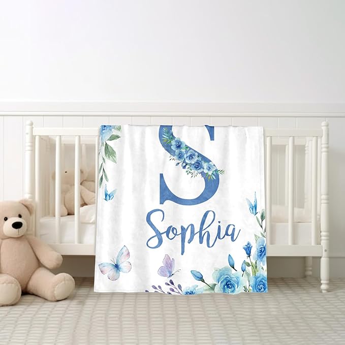 Ships Next Day, Personalized Baby Blankets, Custom Baby Blanket with Name for Girls,Gift for Chrismas Birthday Memorial Day, Customized Flannel Blanket for Kids Adults 50"X60"