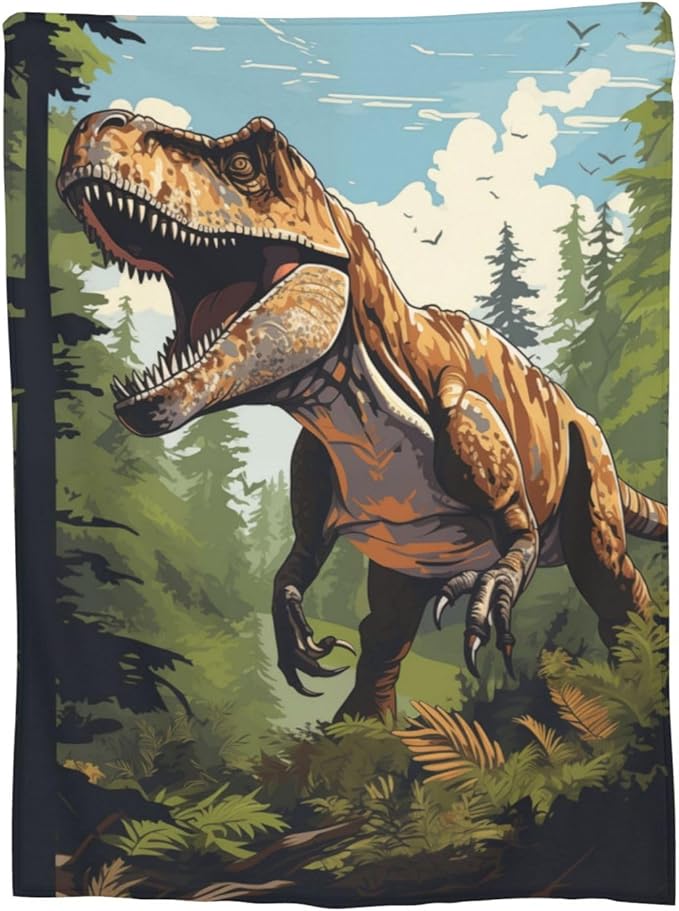 Dinosaur Blanket Gifts for Boys Kids Jurassic Tyrannosaurus Dino Flannel Throw Blankets for Home Couch Bed Sofa Soft Fuzzy Lightweight Decor All Season 60x50 Inches