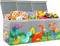 Extra Large Toy Box Chest with Lids, Collapsible Toy Storage Organizer for Kids, Dinosaur Toy Bin Box for Toddlers Boys Girls, Toy Organizer for Living Room Nursery Playroom Bedroom Home Gray