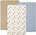 PHF 3 Pack Soft Mini Crib Sheets, Pet Dogs Pack N Play Sheets for Baby Boys Girls, No Slip Universal Fit for Pack N Play, Playard, Portable and Mini Crib Mattresses, Pet Dogs