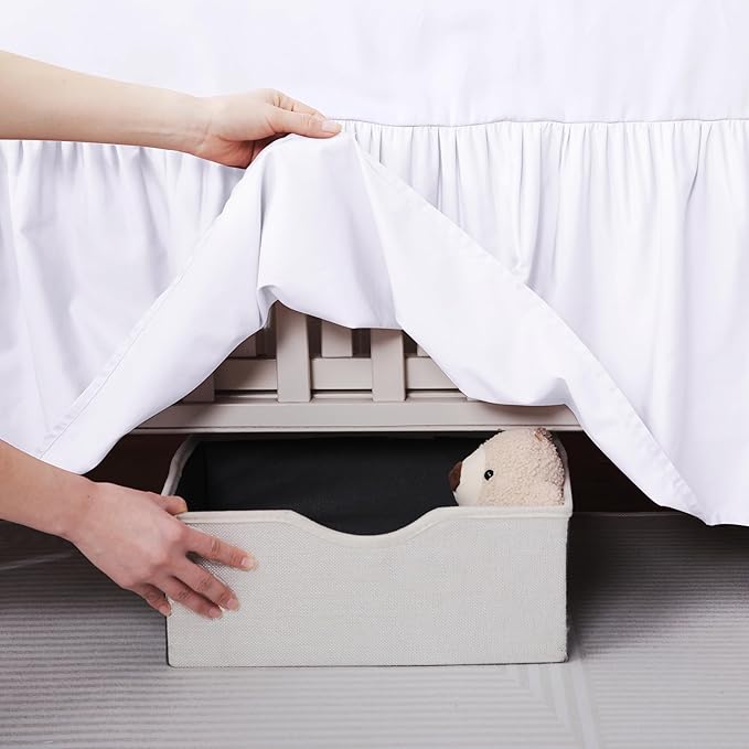 Crib Skirt Dust Ruffle, 100% Egyptian Cotton 400 Thread Count Soft Breathable Crib Bedding Skirt for Baby, Boys and Girls, Fading Resistant (White)