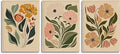 CHMMART Boho Floral Framed Wall Art Flower Canvas Art Prints Set of 3 Mid Century Modern Pictures Wall Decor Botanical Painting Artwork for Living Room Bedroom Office 16x20in