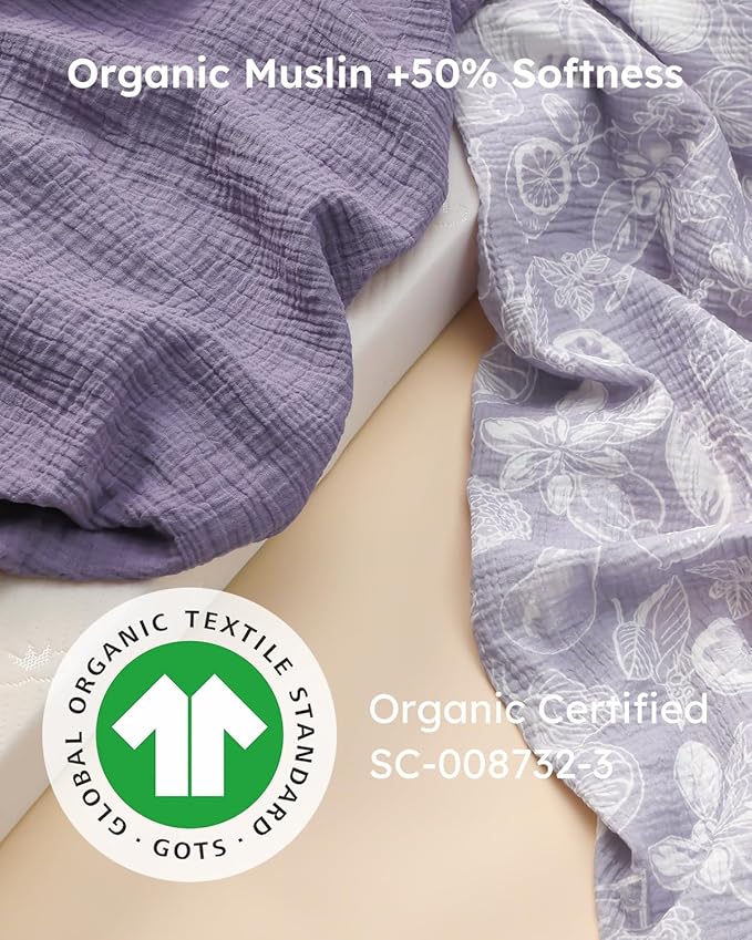 Yoofoss Muslin Crib Sheets for Boys Girls, Organic Baby Crib Sheets for Standard Crib Mattress & Toddler Mattress, Soft, Breathable, Durable 52"x28"