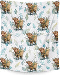 Blanket for Women Girls, Highland Cow Blanket Gifts for Kids Teens Adults, 60x50 Inches Cute Throw Blanket for Highland Cow Lovers, Green Soft Fuzzy Blankets for Bed Couch Travel