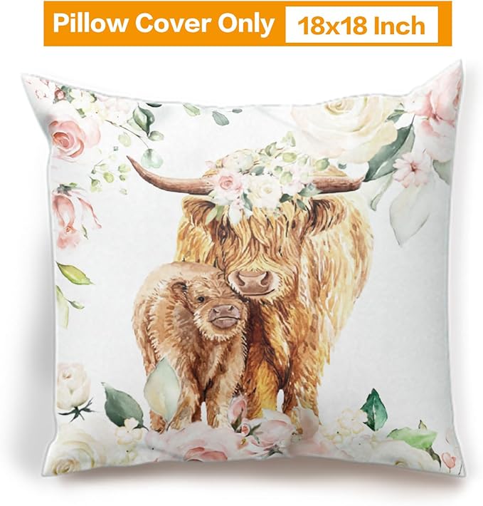 Baby Crib Bedding Set - Highland Cow Design Nursery Bedding 3 Pcs Set - Chic Soft Blanket, Sheet, Pillowcase for Newborns Boys Girls Gifts Color25