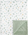 david's kids Micro Fleece Minky Baby Blanket for Boys Girls with Double Layer and Soothing Raised Dots, Breathable and Soft Lightweight Receiving Blanket for Newborns, 40x50 Inches, Leaf & Floral