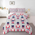 Feelyou Cute Nutcracker Comforter Set Queen Size Christmas Ornaments Bedding Set for Kids Boys Girls Xmas Snowflake Duvet Quilt Soldier Bedroom Decor Kawaii Microfiber 3 Pcs with 2 Pillow Cases