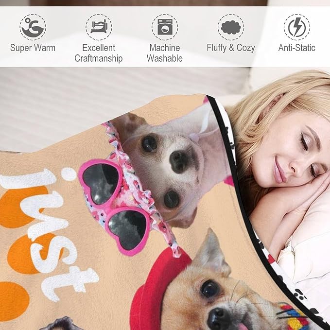 Chihuahua Blanket Funny Chihuahua Dog Gifts for Girls Boys Woman Kids Dog Lover Throw Blankets Soft Blanket Warm Fleece Flannel Plush Blankets for Bed Sofa Couch 40"x50"