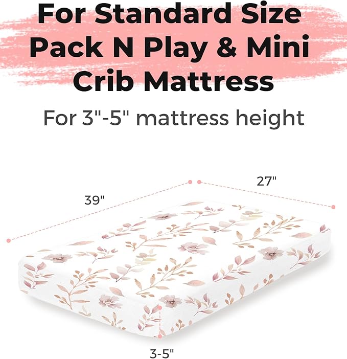 Pack and Play Sheets 2 Pack, Fitted Jersey Knit Mini Crib Sheets for Baby Boys and Girls, Compatible with Graco Pack N Play and Mini Crib Mattress (Turtle & Shark, Pack N Play/Mini Crib Sheets)