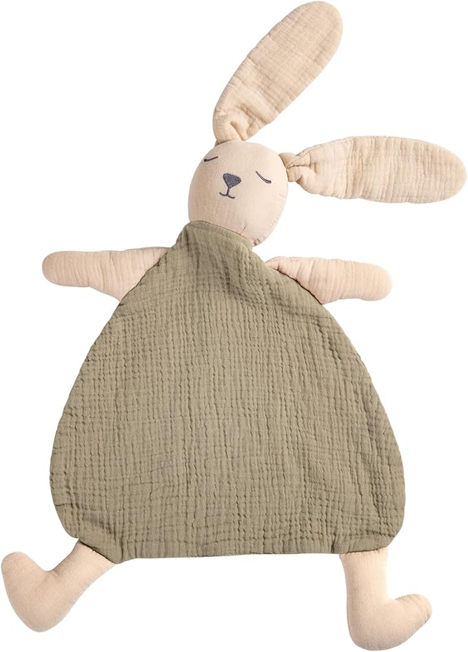 lulumoon Bunny Baby Security Blanket: Skin-Friendly Muslin Snuggle Lovey for Travel & Daycare - Newborn Gift for Baby Shower