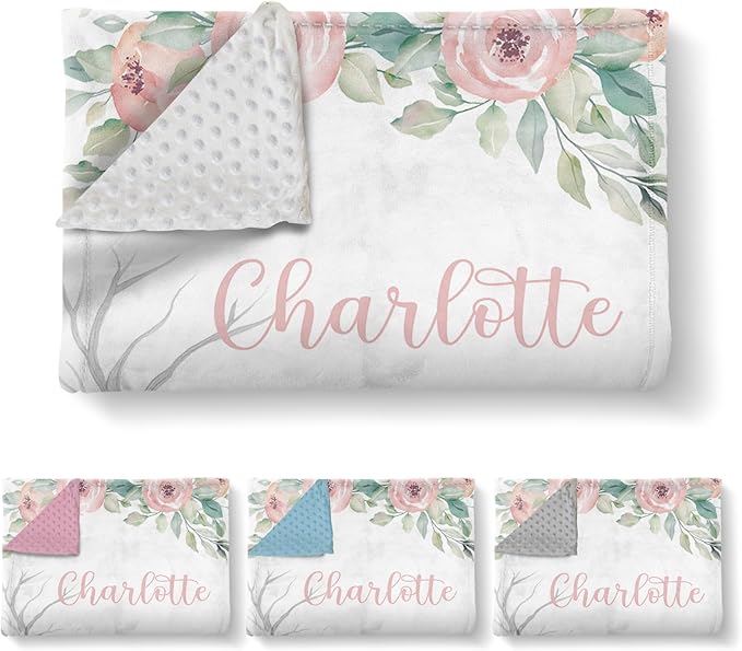 Custom Baby Crib Bedding Set, 3 Pcs Personalized Nursery Bedding Set with Name, Soft Baby Bedding Crib Sets with Blanket - Toddler Crib Sets for Girls Boys, Newborn Gifts, Pink Forest Animals