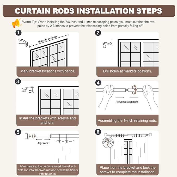 Modern Silver Curtain Rods for Windows 28 to 48 Inches Adjustable Length Heavy Duty 1" Diameter Window Curtain Rod with Decorative Finials for Outdoor Bedroom Kitchen Living Room