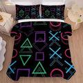 Game Comforter Set Full/Queen Size Geometric Bedding for Kids Boys Men Black Abstract Bedroom Decor Quilt Bed Sets, 1 Comforter 2 Pillowcases