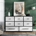 Modern 8 Drawers Dresser for Bedroom, 54" Wide Dressers & Chests of Drawers w/Solid Wood Handle, Mid Century Dresser TV Stand w/Natural Texture for Bedroom, Living Room, White