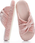 Chantomoo Slippers for Women Memory Foam House Bedroom Corduroy Bow Crossbands Slipper Shoes Comfy Trendy Gift Slippers