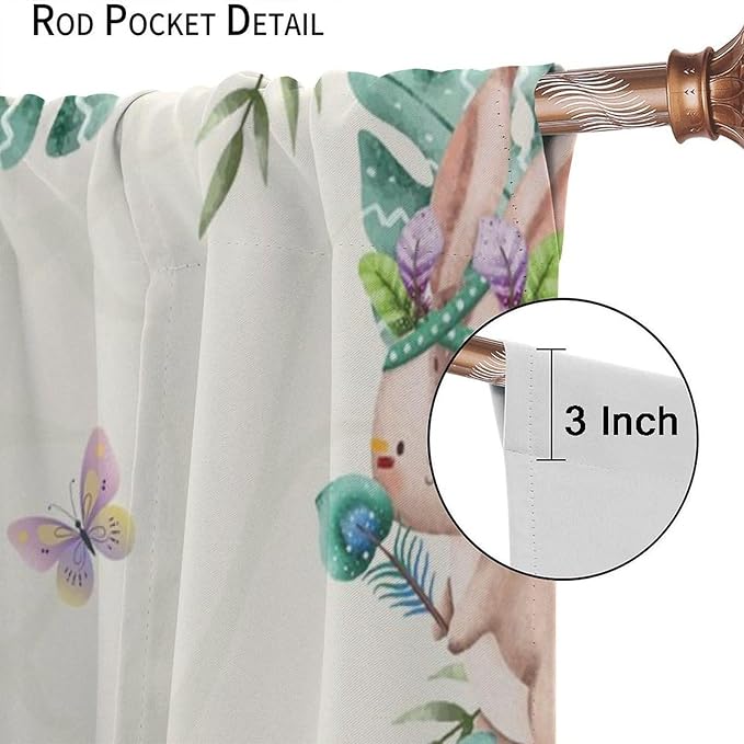 Jungle Safari Curtains, Cute Cartoon Forest Animals Pattern Blackout Window Treatments, Rod Pocket Thermal Insulated Drapes 2 Panel Sets for Children Boys Bedroom Nursery Classroom, 55" W X 63" L