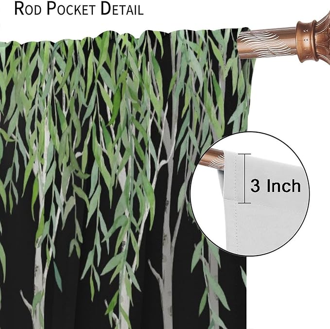 Forest Animal Curtains, Watercolor Cartoon Woodland Plants Animals Bears Moose Mushrooms Printed Curtains for Kids Boys and Girls Bedroom Window Drapes 42x45 Inch, Style-9