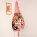 Stuffed Animal Net or Hammock Corner Hanging Net for Stuffy Animal Storage Macrame Toy Display Plush Toy Holder Wall Pet Net for Nursery Kid Bedroom Decor Playroom Organizer (Pink)