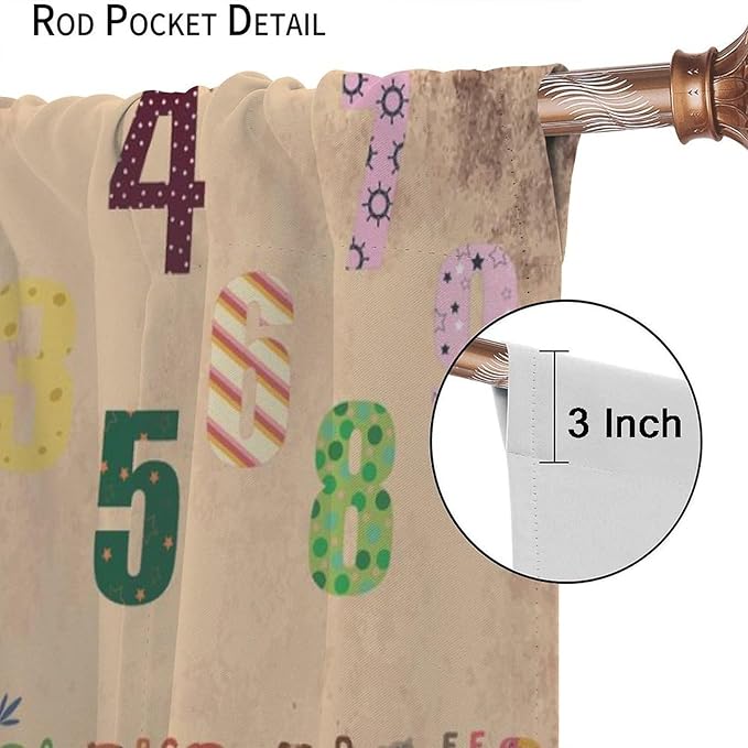 Animal Alphabet Numbers Tree Curtain Learning ABC Letters Birds Numbers Home Printed Rod Pocket Window Treatments for Bedroom Living Room Playroom Nursery 84" W X 84" L