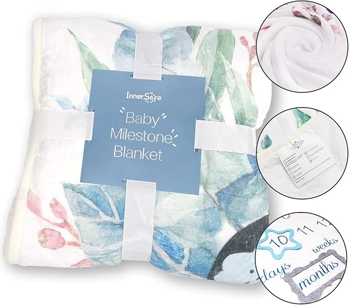 Baby Milestone Blanket| Original Design Baby Monthly Milestone Blanket Boy Girl| Newborn Baby Photography Props Blanket| 60'x40' Le Papillon et la Fleur