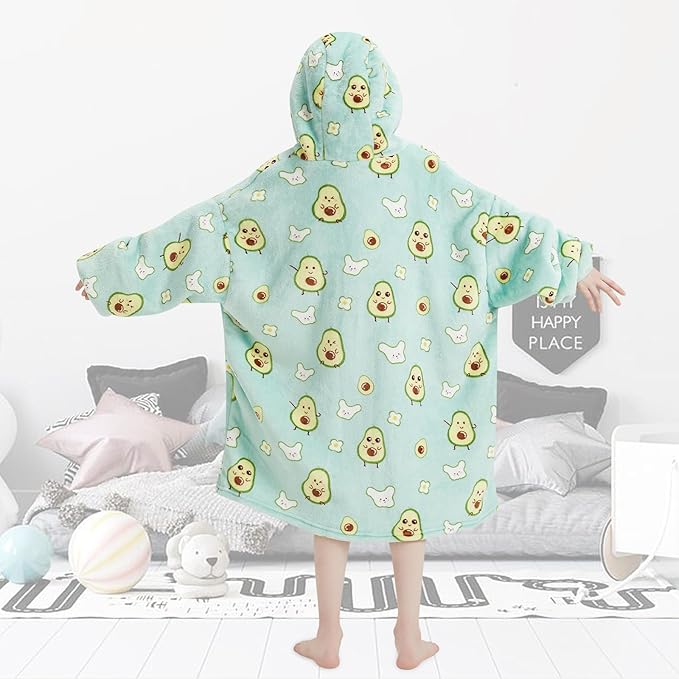 Fiosnow Avocado Blanket Hoodies for Kids 6-13YR Oversize Wearable Blanket Hoodies for Boys Girls Teens