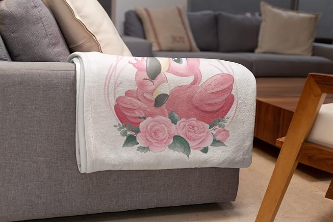 Custom Baby Blankets with Name | Personalized Flamingo Newborn Blanket for Baby Girl and Baby Boy | Unisex Warm Soft Sherpa Swaddle Blanket Minky | (Flamingo, Sherpa 50"x60")