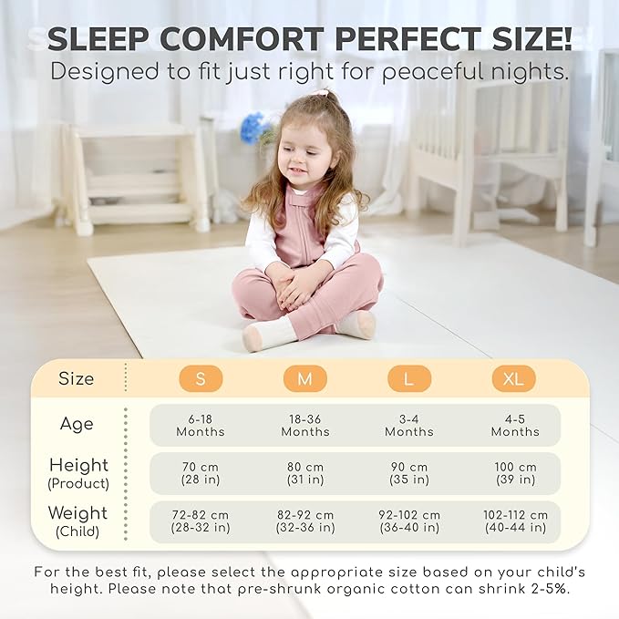 Mama Cheetah Toddler Sleep Sack with Feet 4T - 5T, 2.5 TOG Organic Cotton Baby Sleeping Bag with Legs, Baby Wearable Blankets for Walkers w/ 2-Way Zipper, Baby Sleep Sack for Girls & Boys, XL
