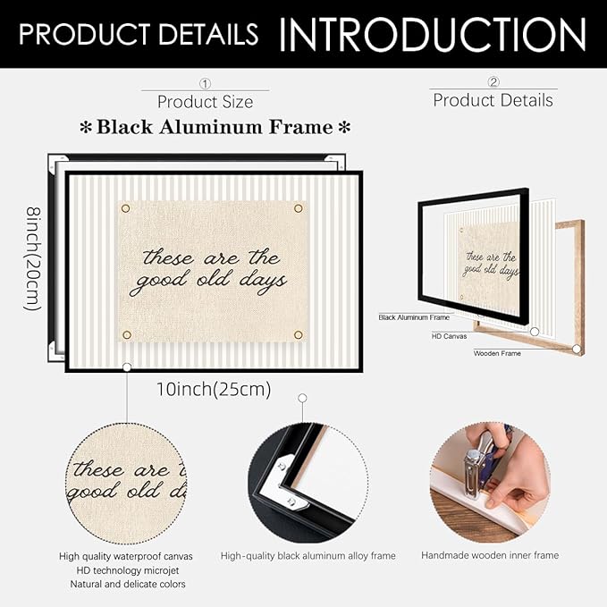 These Are the Good Old Days Wall Art Inspirational Quotes Poster 08x10 inch Black Framed Modern Minimalist Positive Affirmations Canvas Prints for Office Bedroom Wall Decor