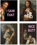 OFJE Funny Jesus I Saw That Classical Art Prints Set of 4, Vintage Humor Bathroom Wall Art for Bathroom Home Bedroom Living Room Decor,Funny Artwork Decor, 8x10 Unframed