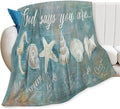 Tijuboni Ocean Seashells Throw Blanket - God Says You are - Beach Nautical Gifts for Women Men Girls Boys Kids Adults Soft Flannel Fleece Blanket for Couch Sofa Bed Home Decor 40"x50"