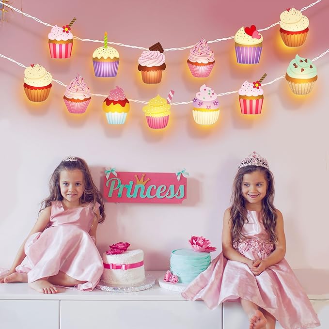 VIHOSE Cupcake String Lights Cupcake Gifts Fairy String Lights for Christmas Wedding Birthday Party Decor 20 LED 10 ft Banners Battery Operated for Nursery Bedroom Decor